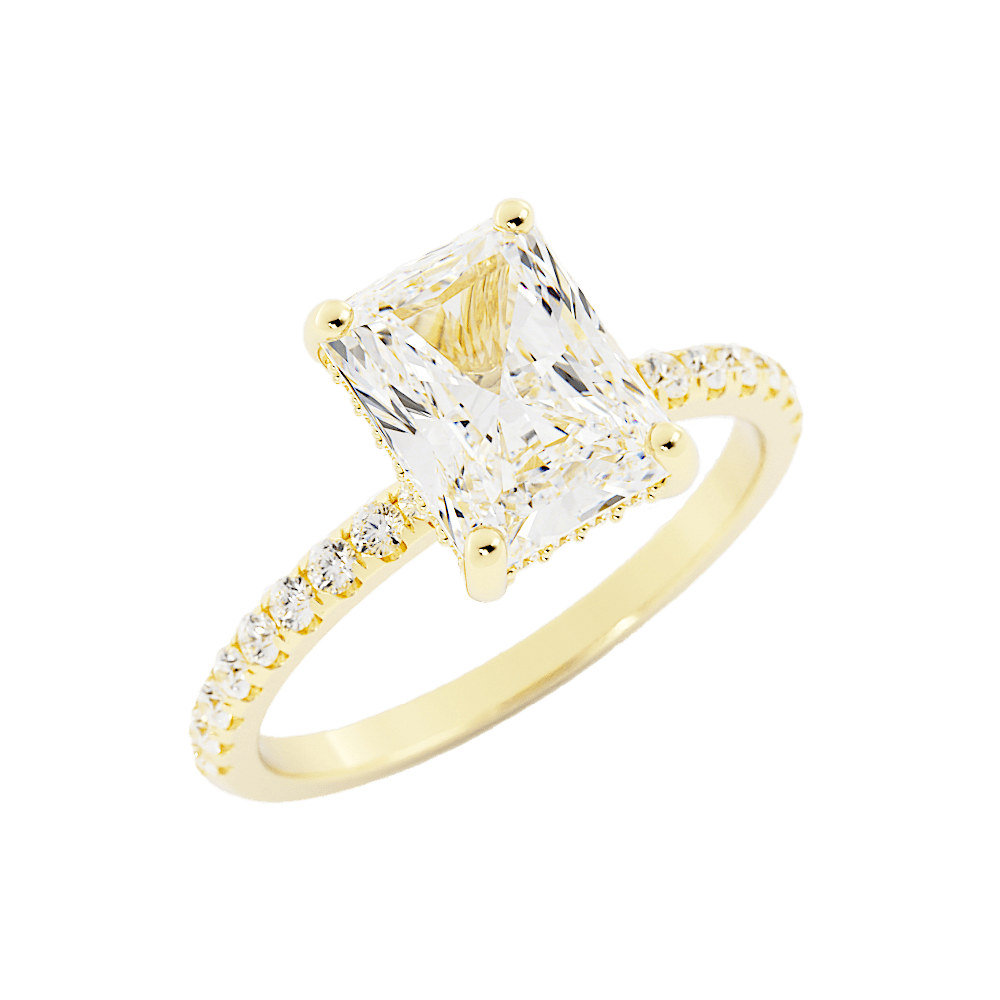 3 Carat Radiant Cut Moissanite Engagement Ring 14k Yellow Gold - Balacia