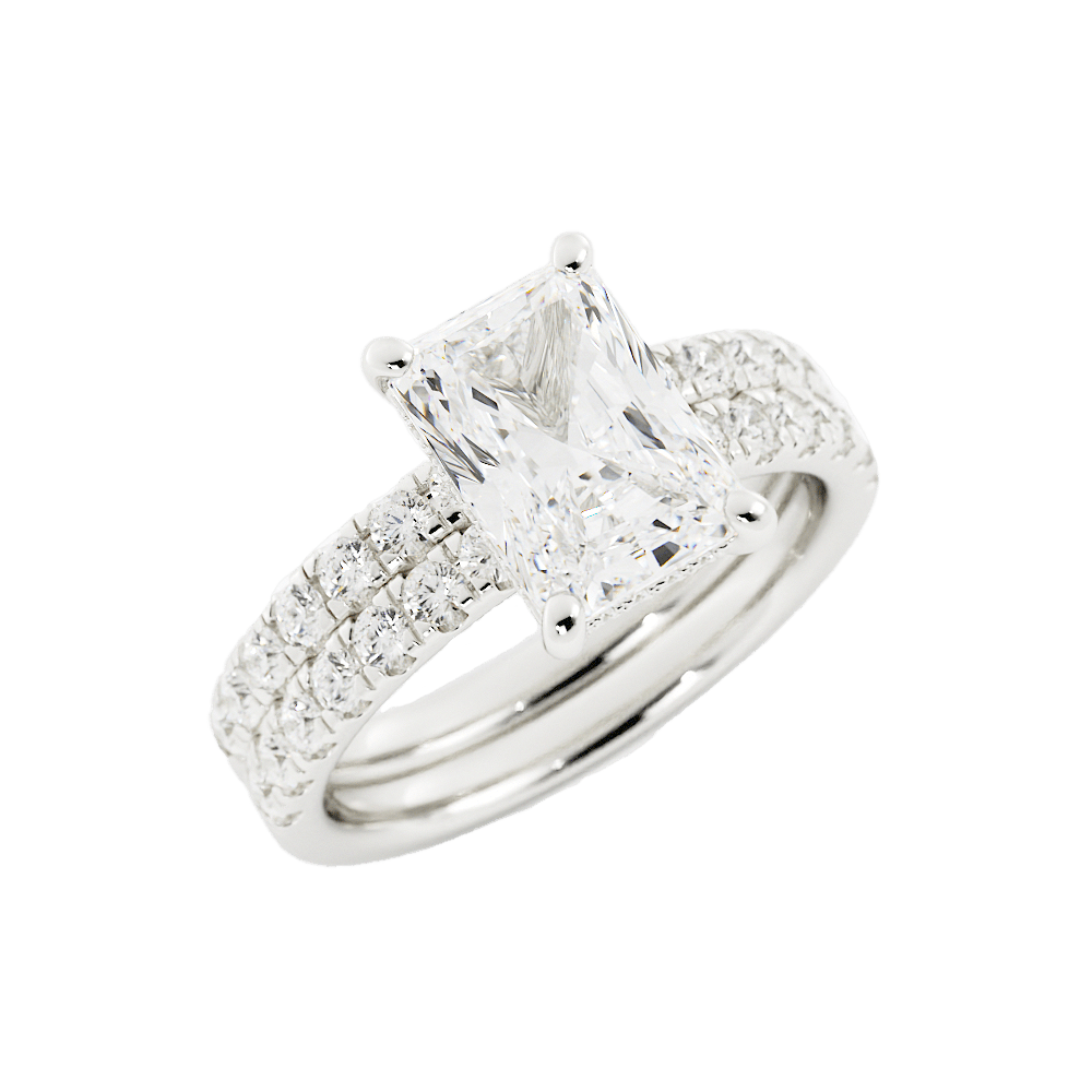 3 Carat Radiant Cut Moissanite Engagement Ring Set - Balacia