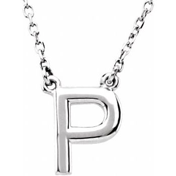 14K Block Initial P 16" Necklace