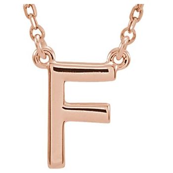 14K Block Initial F 16" Necklace