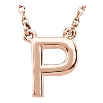 14K Block Initial P 16" Necklace