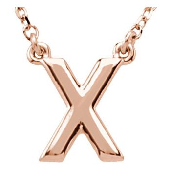 14K Block Initial X 16" Necklace