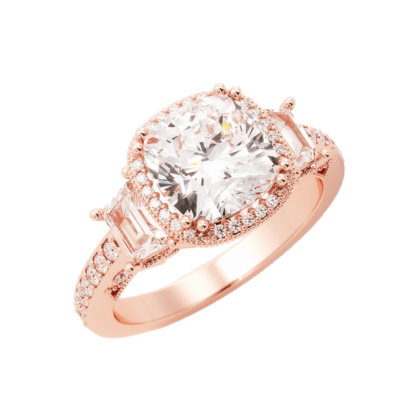 Dazzlingrock Collection 18K Rose Gold Halo Engagement Ring – 5.3mm Cushion Lab Gemstone & 0.10ct Round Diamonds