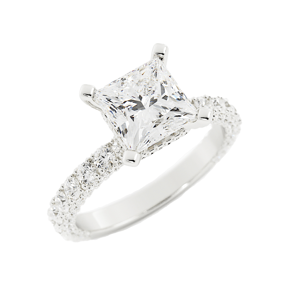 3.4 Carat Princess Cut Diamond Engagement Ring 14k White Gold - Balacia