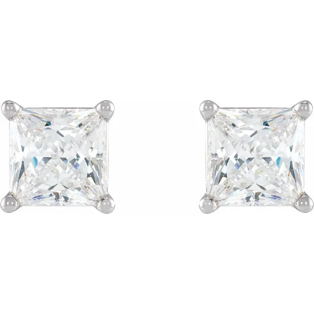 14k Princess Cut Moissanite Studs Earrings