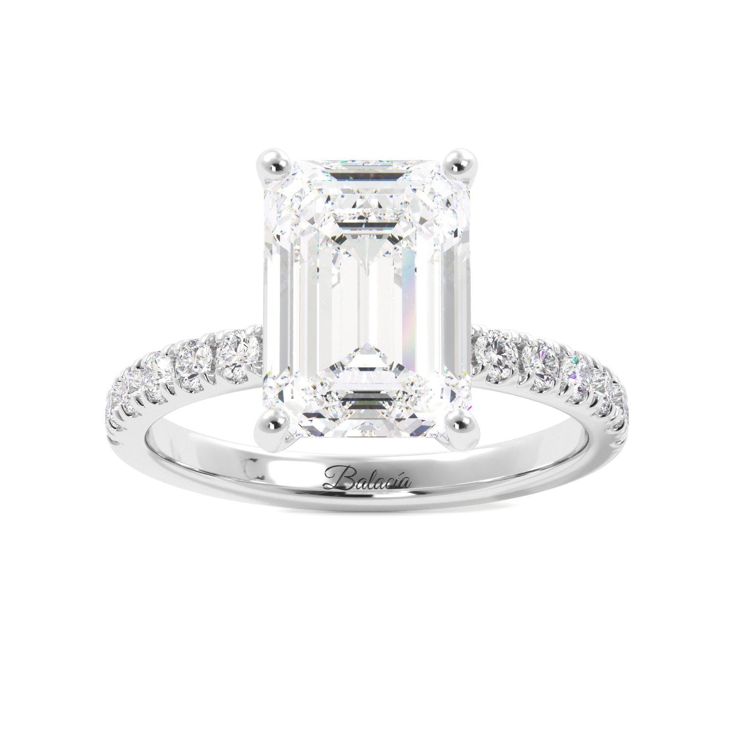 4 Carat Emerald Cut Moissanite Engagement Ring - Balacia