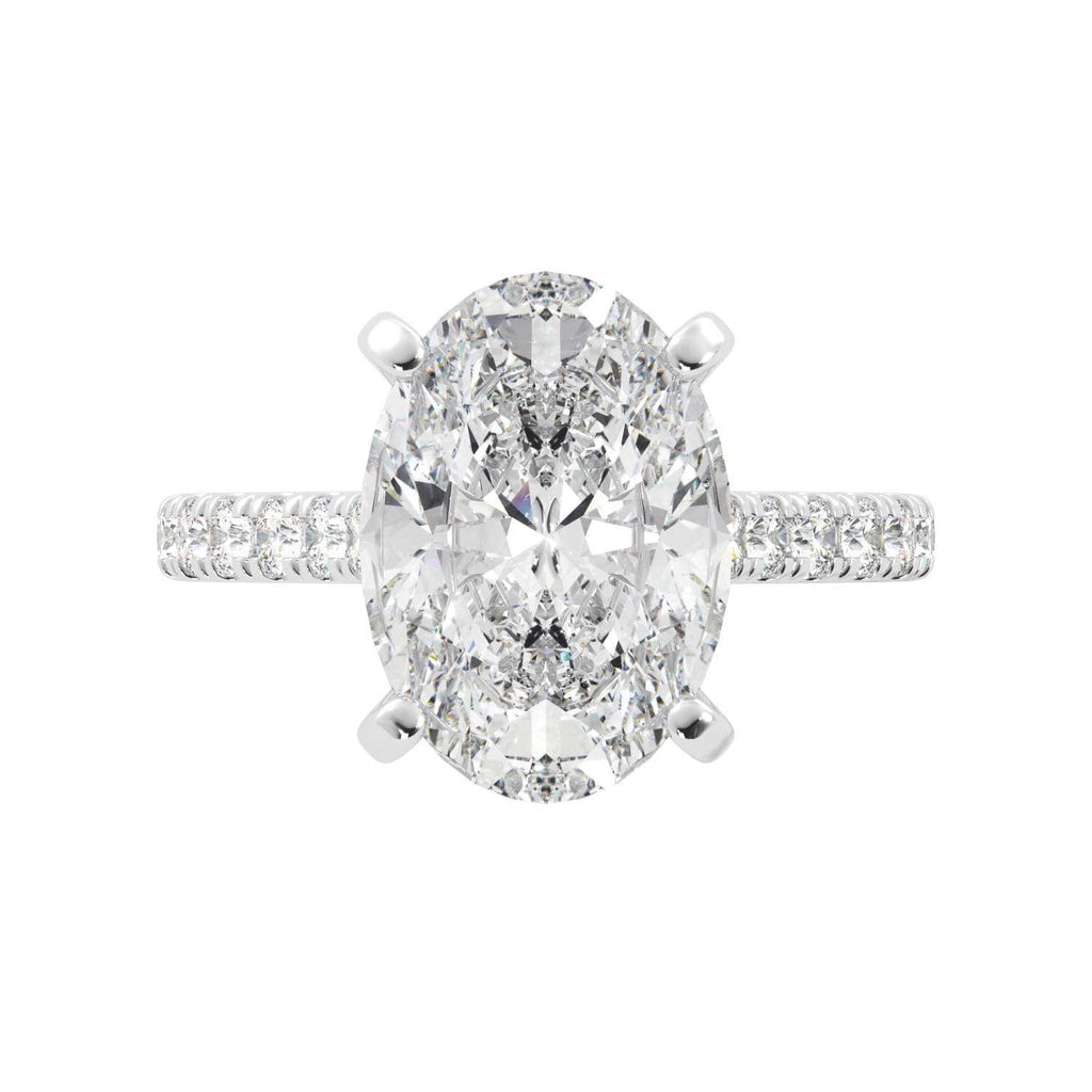 4 Carat Oval Moissanite Hidden Halo Engagement Ring - Balacia