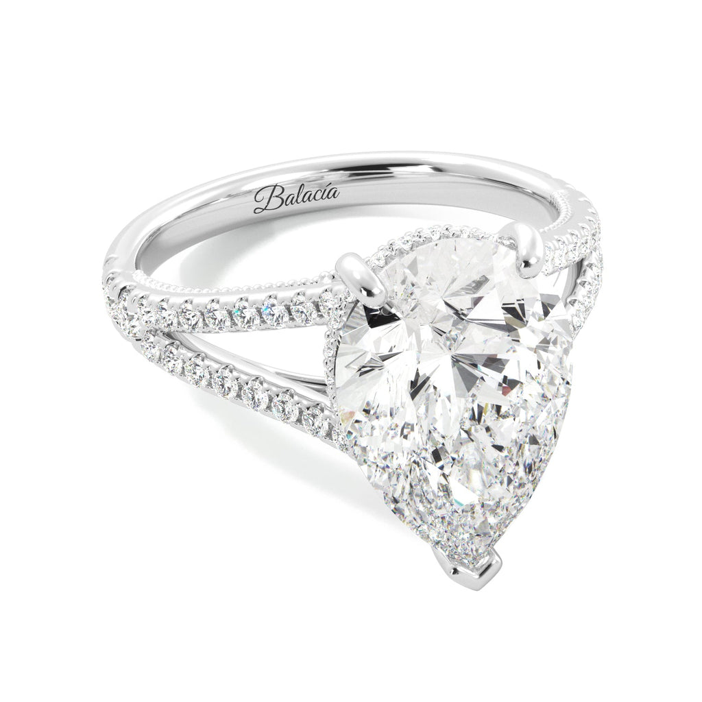 4 Carat Pear Moissanite Split Shank Engagement Ring - Balacia