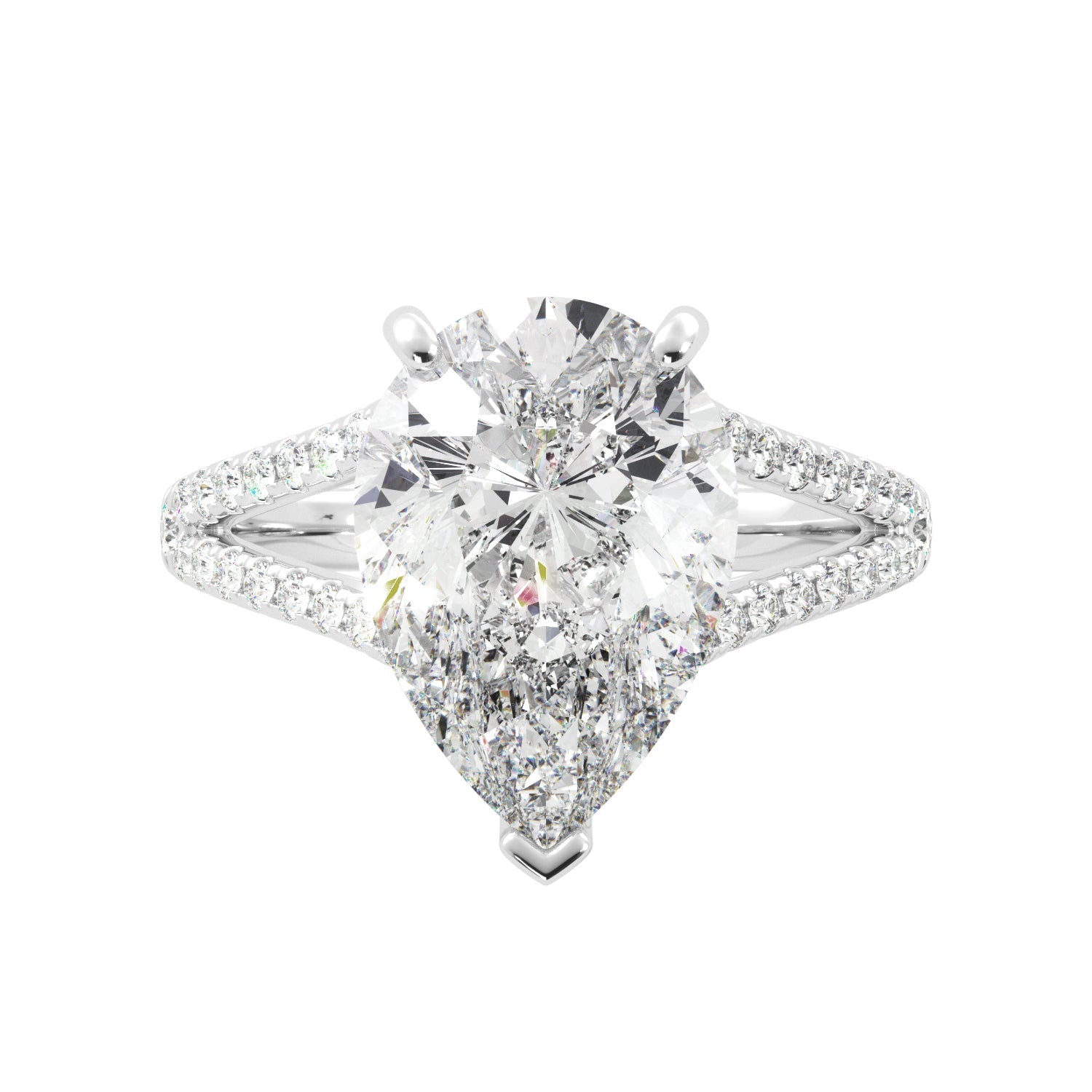 4 Carat Pear Moissanite Split Shank Engagement Ring - Balacia