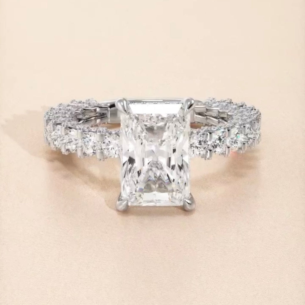 4 Carat Radiant Cut Iced Out Diamond Engagement Ring - Balacia