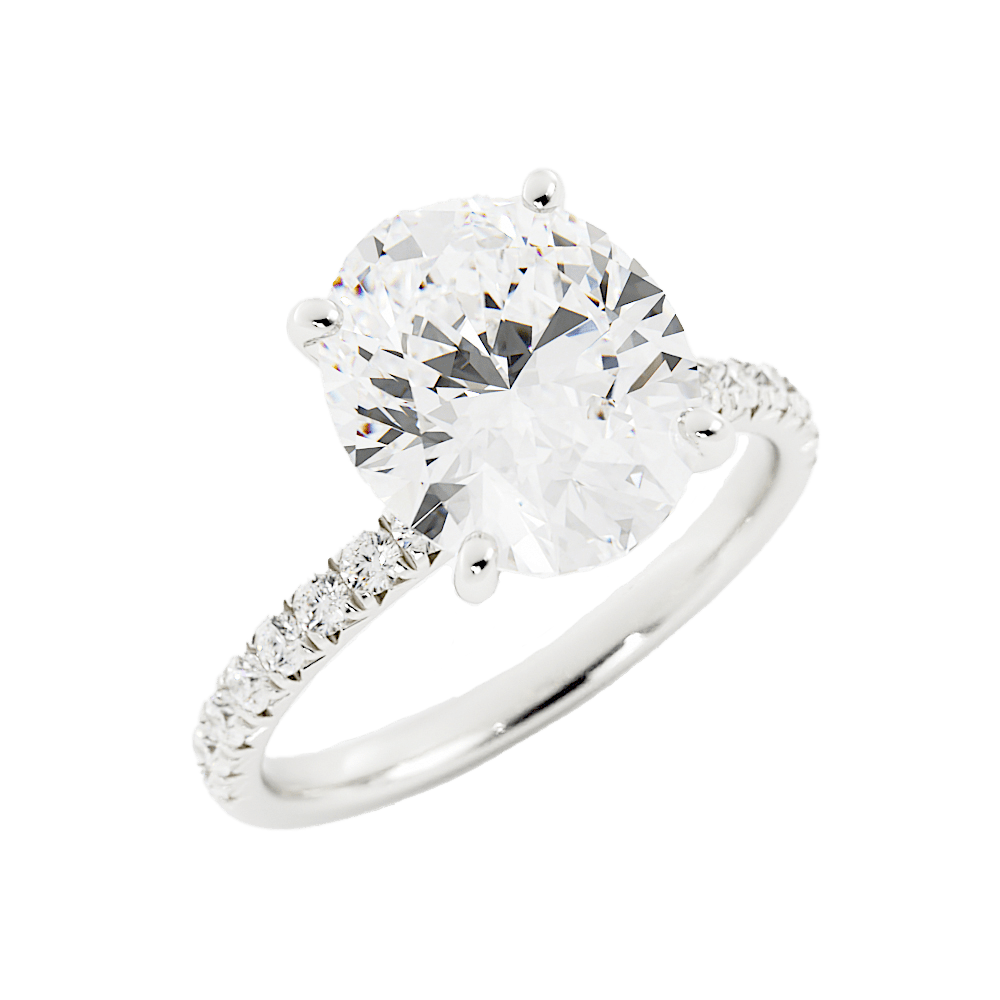 4.4 Carat Oval Cut Diamond Engagement Ring 14k White Gold - Balacia