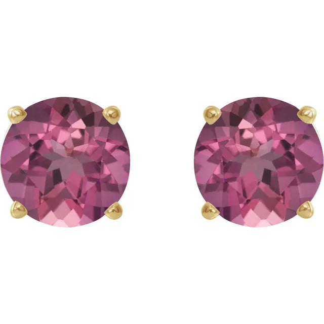 Natural Pink Tourmaline Stud Earrings