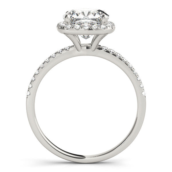 1.5 Carat Cushion Cut Moissanite with Lab Diamond Halo Engagement Ring 14k White Gold