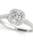 1.5 Carat Cushion Cut Moissanite with Lab Diamond Halo Cathedral Engagement Ring 14k White Gold