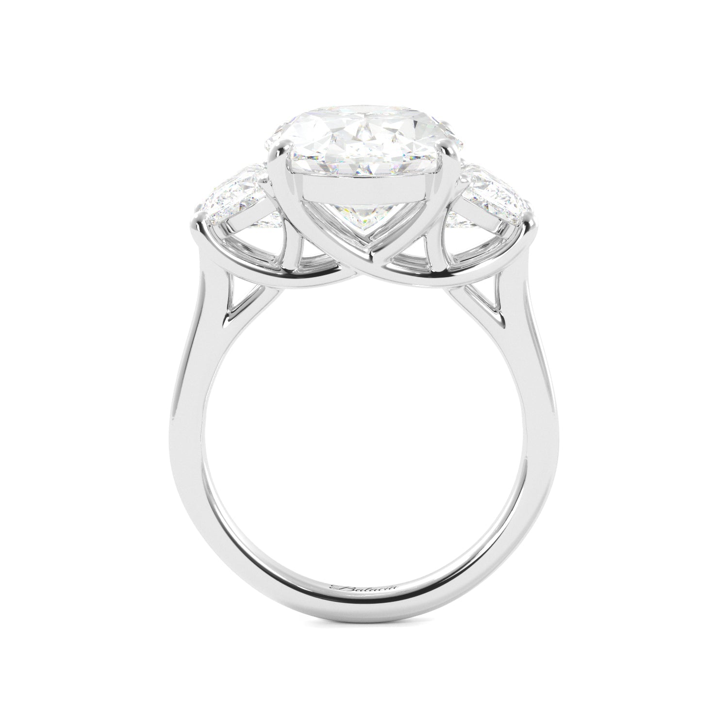 6 Carat Oval 3 Stone Moissanite Engagement Ring - Balacia