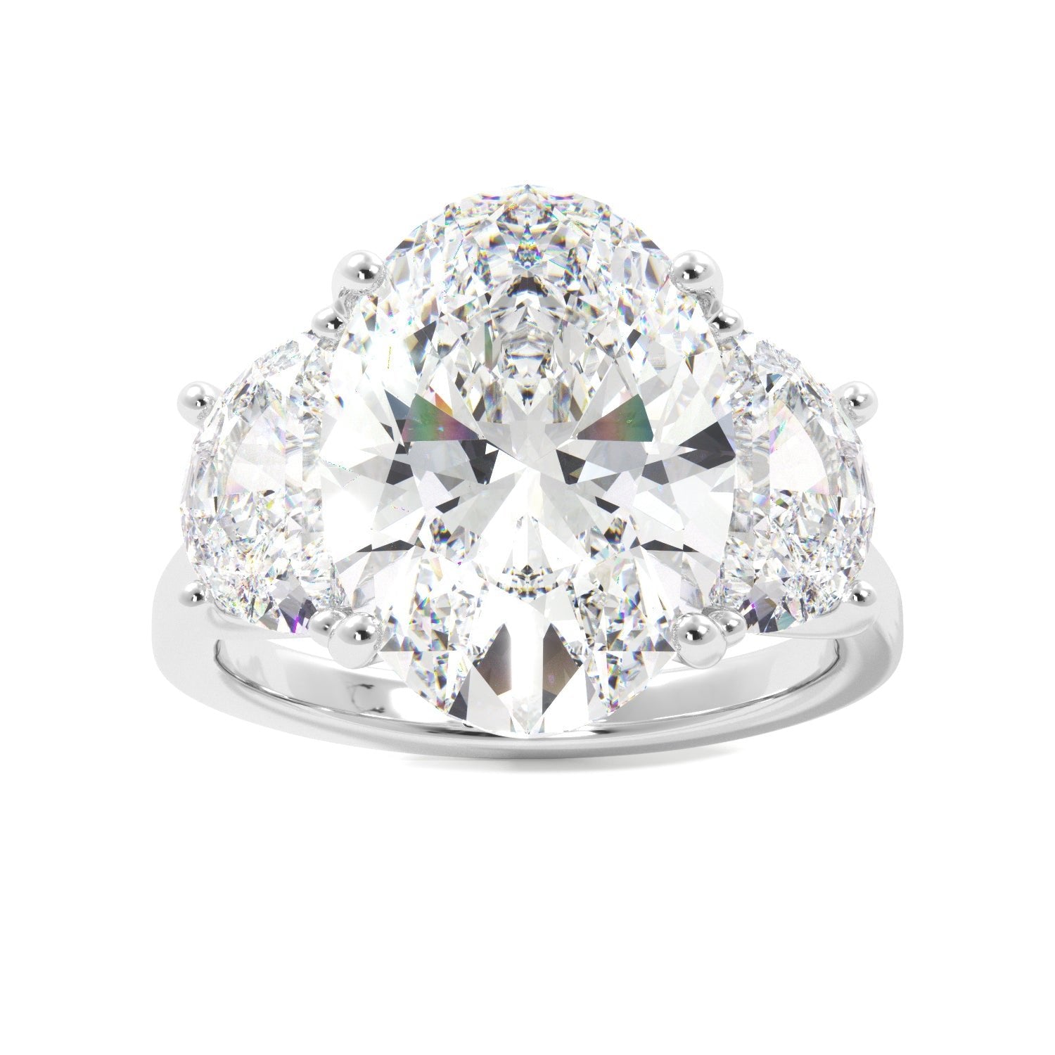 6 Carat Oval 3 Stone Moissanite Engagement Ring - Balacia