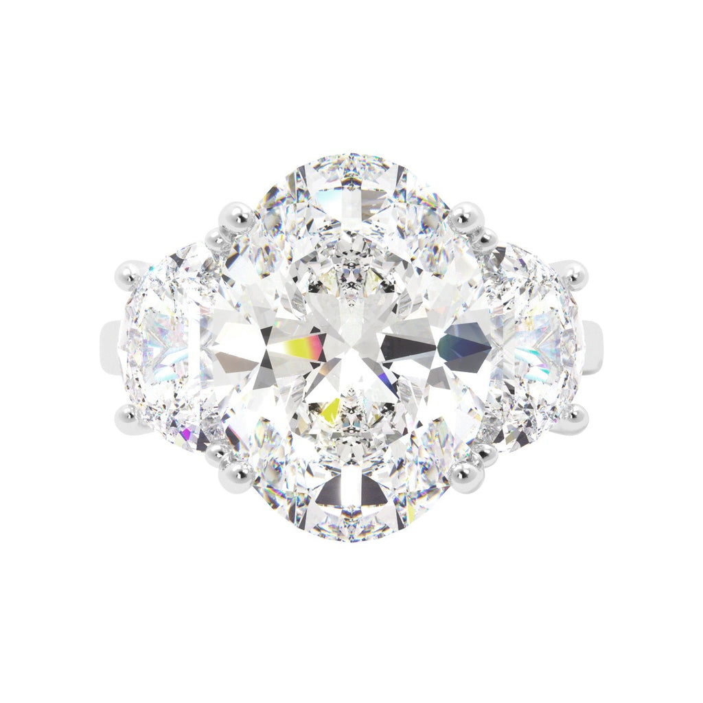 6 Carat Oval 3 Stone Moissanite Engagement Ring - Balacia