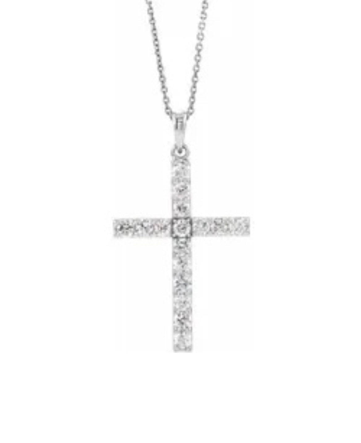 14K White 1/2 CTW Lab Grown Diamond Cross 18&quot; Necklace