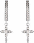 14K 1/8 CTW Natural Diamond Cross Hoop Earrings