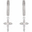 14K 1/8 CTW Natural Diamond Cross Hoop Earrings