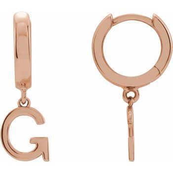 14K Initial G Hinged Huggie Earring