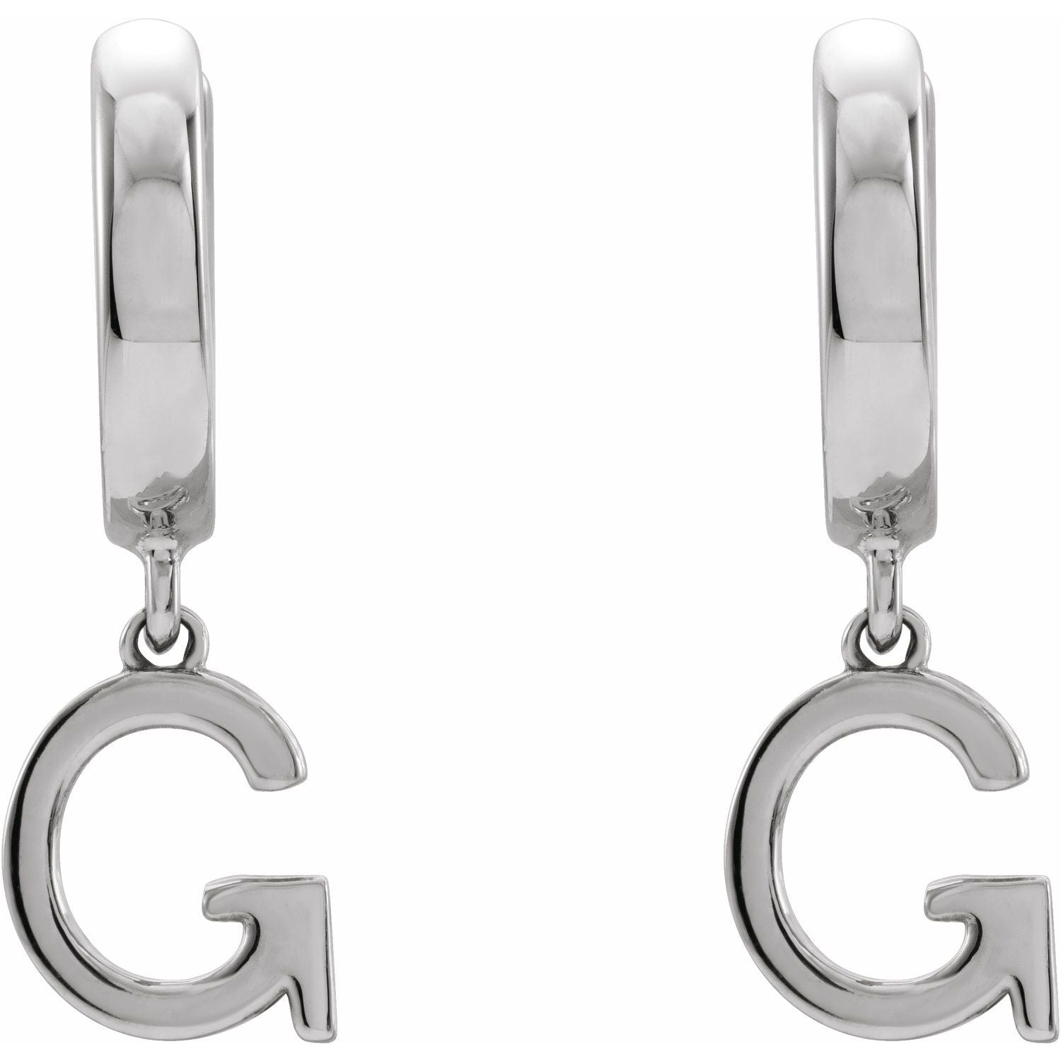 14K Initial G Hinged Huggie Earring