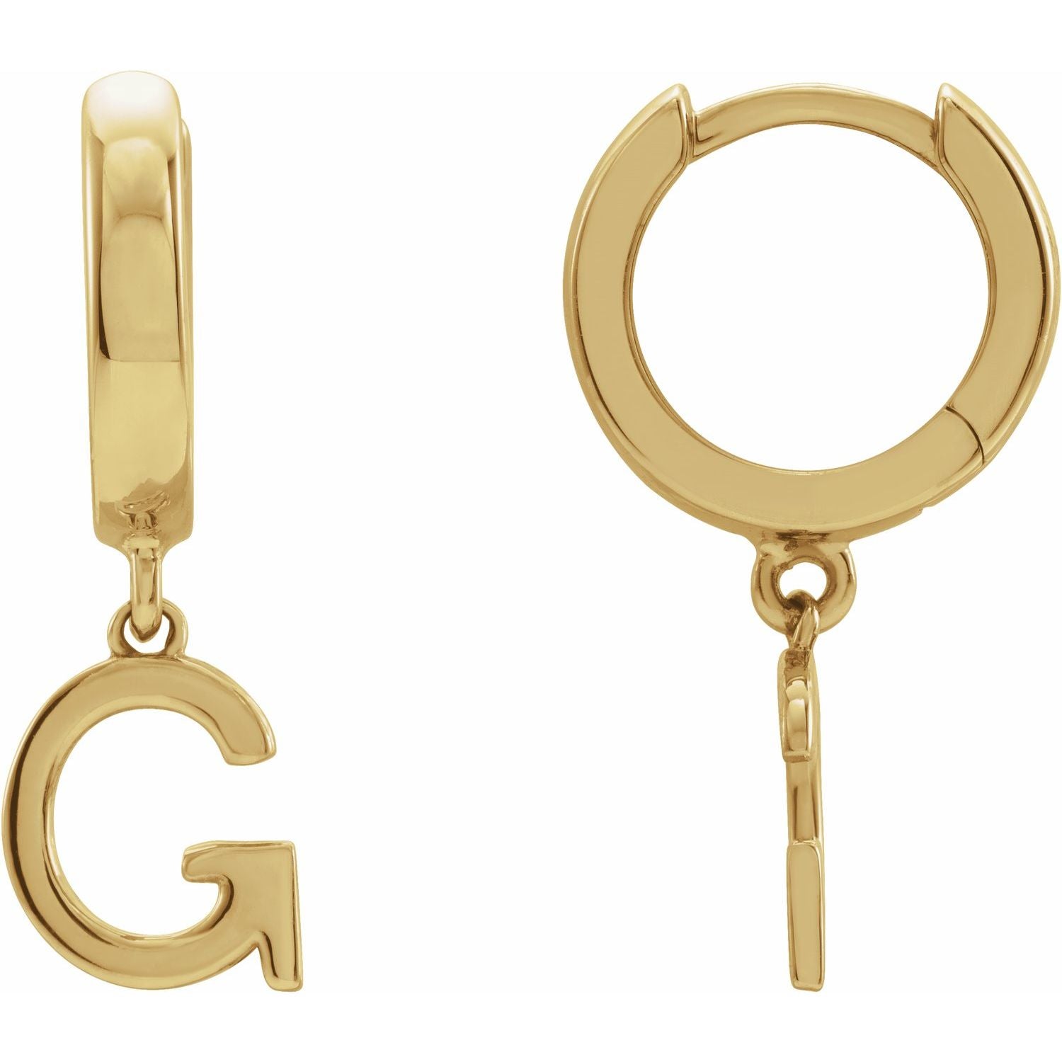 14K Initial G Hinged Huggie Earring