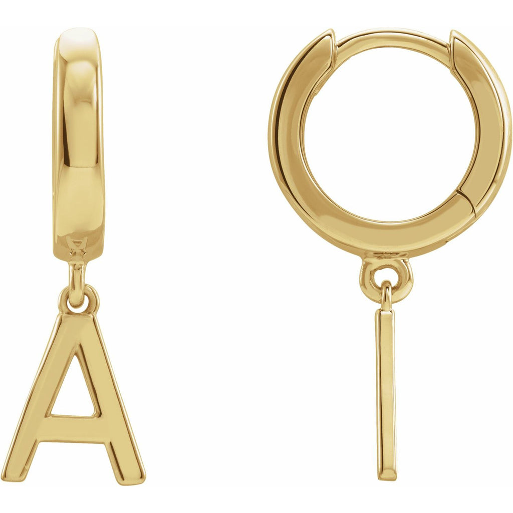 18K Initial A Hinged Huggie Earring