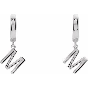 14K Initial M Hinged Huggie Earring