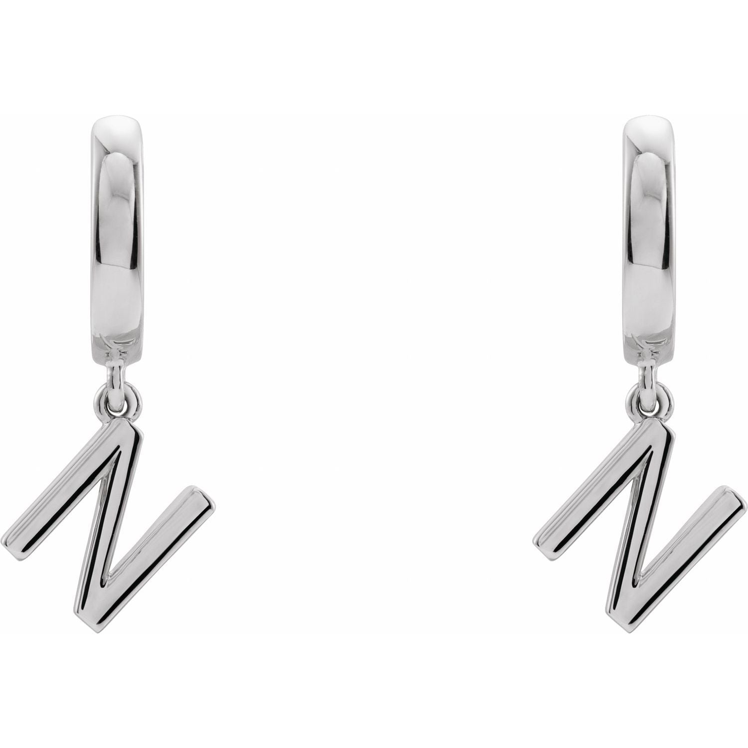 14K Initial N Hinged Huggie Earring