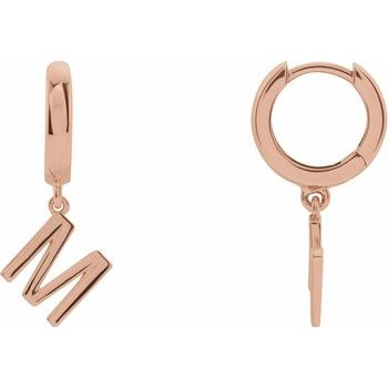 14K Initial M Hinged Huggie Earring