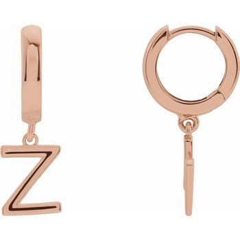 14K Initial Z Hinged Huggie Earring