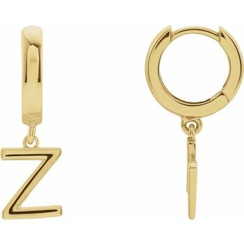 14K Initial Z Hinged Huggie Earring