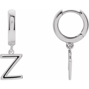 14K Initial Z Hinged Huggie Earring