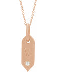 14K  .05 CT Natural Diamond Initial V 16-18" Necklace