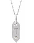 14K  .05 CT Natural Diamond Initial T 16-18" Necklace