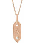14K  .05 CT Natural Diamond Initial S 16-18" Necklace