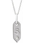14K  .05 CT Natural Diamond Initial S 16-18" Necklace