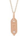 14K  .05 CT Natural Diamond Initial R 16-18" Necklace