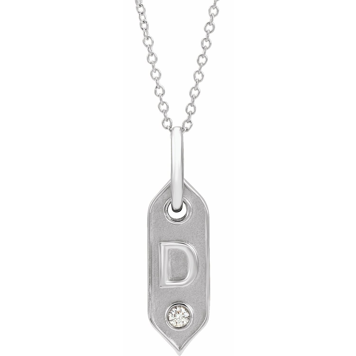 14K  .05 CT Natural Diamond Initial D 16-18&quot; Necklace