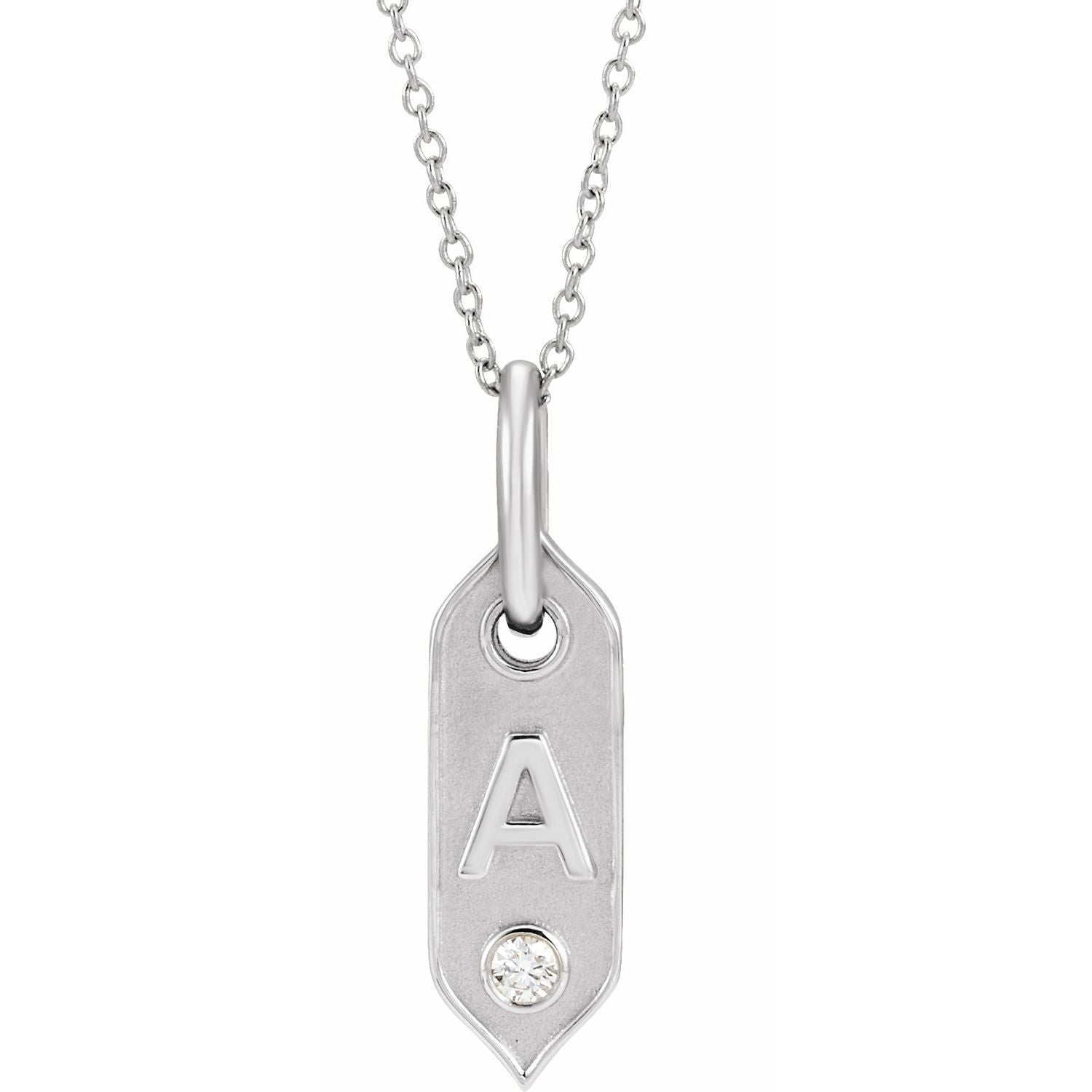 14K .05 CT Natural Diamond Initial A 16-18&quot; Necklace