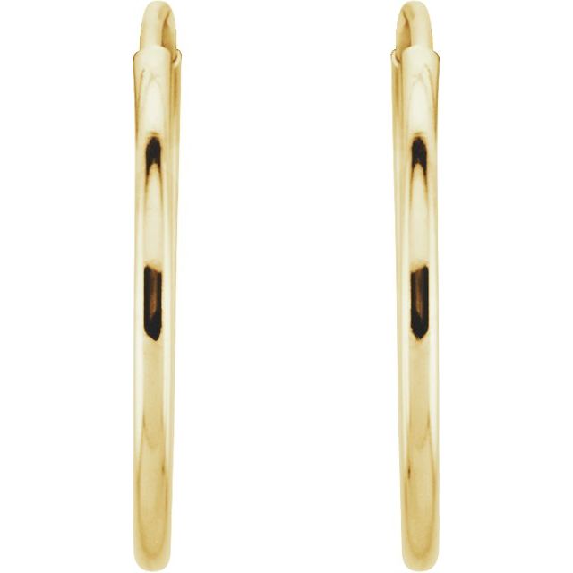 14k Gold 12 mm Endless Huggie Hoop Earrings