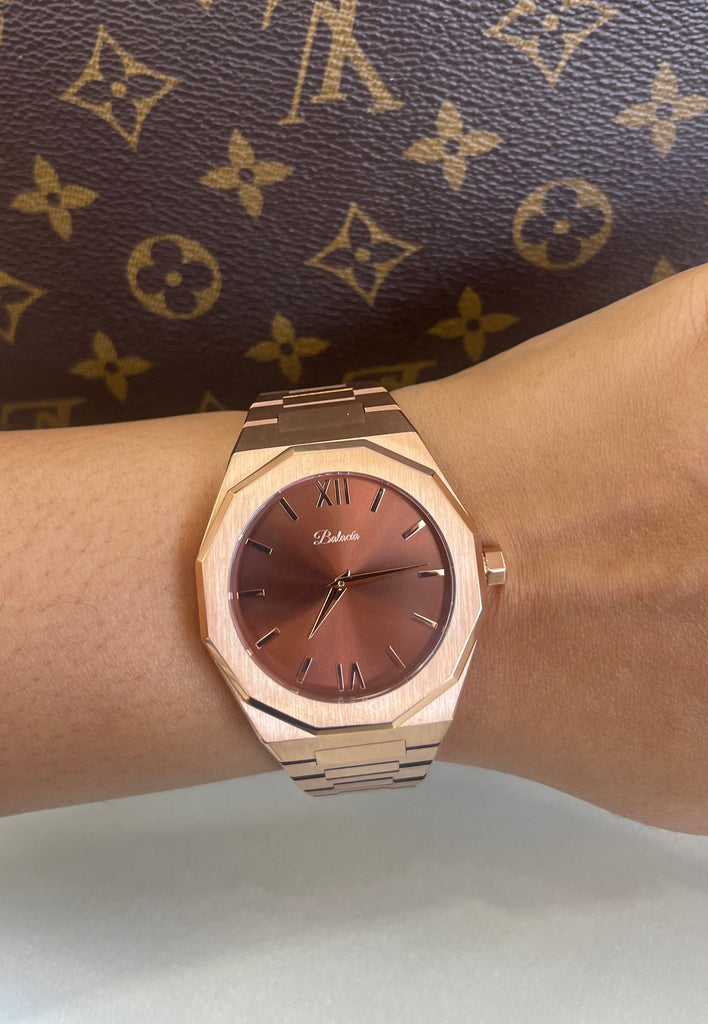 Rose Gold and Brown Watch