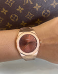 Rose Gold and Brown Watch