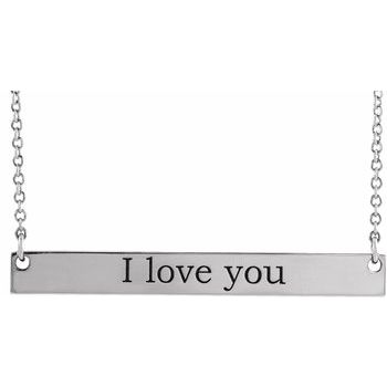 14K 34x4 mm Engravable Bar 16" Necklace