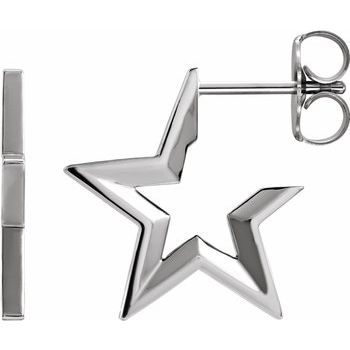 14K Star 15.9 mm Hoop Earrings