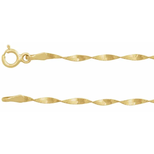 Twisted Herringbone 16” Necklace 14k Gold