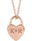 14K Engravable Heart Lock 16-18" Necklace