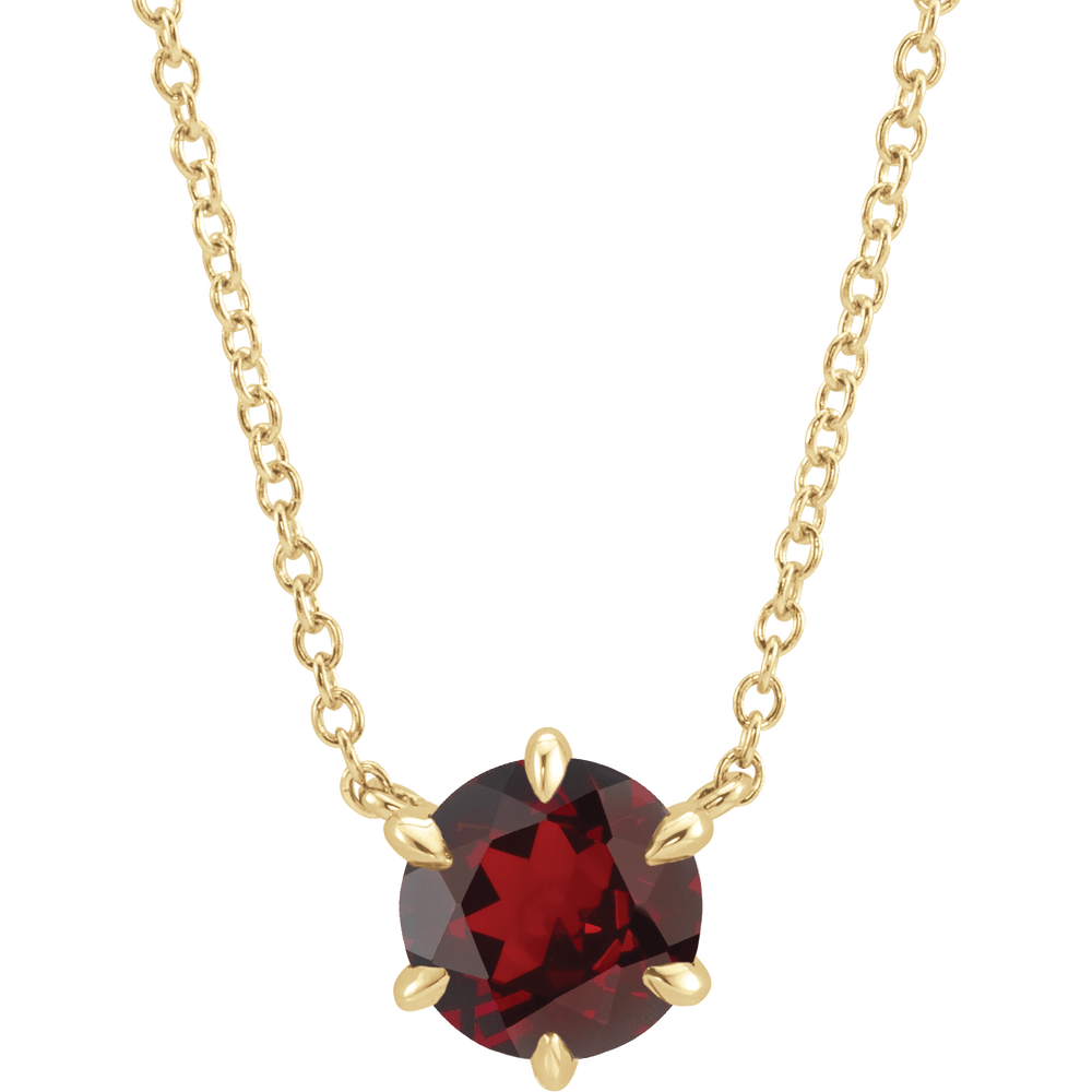 Round Natural Garnet Pendant Necklace