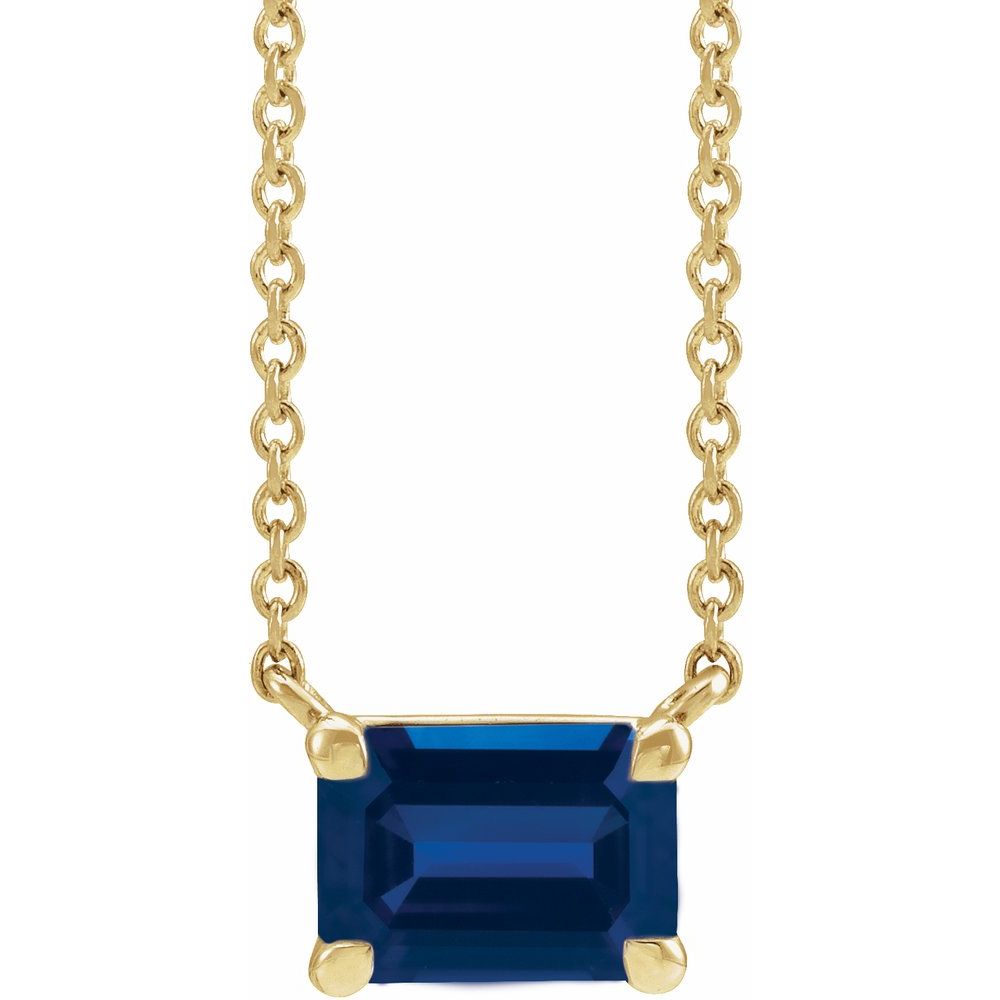 Emerald Cut Birthstone Gemstone or Diamond Necklace